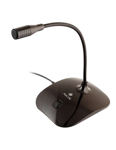 NGS - Microphone de Bureau Omnidirectionnel MS115 - Ajustable - Bouton Mute - Câble 1,50m - Jack 3,5mm - Couleur Noir