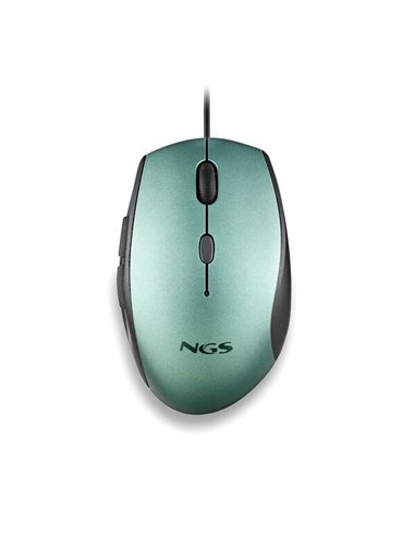 NGS - Souris USB Moth Ice 1600dpi + Adaptateur USB-A vers USB-C - 5 Boutons - Utilisation droitier - Câble 1,80m - Couleur Vert 