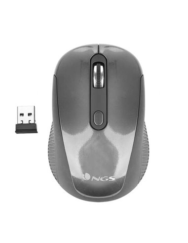 NGS - Souris USB sans fil Haze 1600dpi - 3 boutons - Utilisation ambidextre - Couleur Gris/Noir