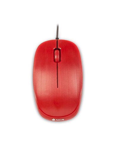 NGS - Souris USB Flame 1000dpi - 3 Boutons - Utilisation Ambidextre - Couleur Rouge