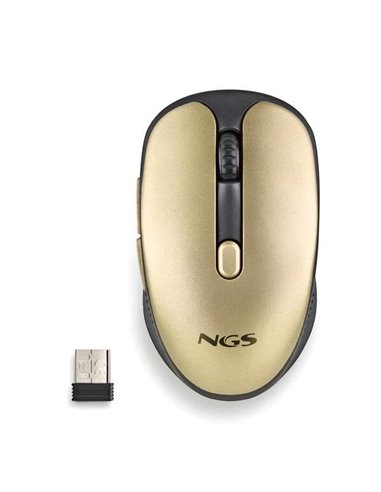 NGS - Souris sans fil USB Evo Rust Gold 1600dpi - 5 boutons - Rechargeable - Utilisation droitier