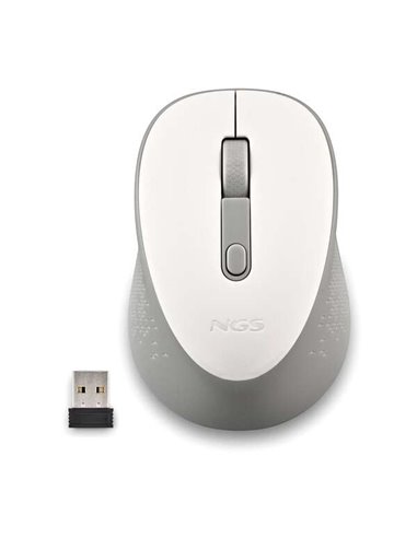 NGS - Souris USB sans fil Dew White 1600dpi - 3 boutons - Utilisation droitier - Couleur Blanc/Gris