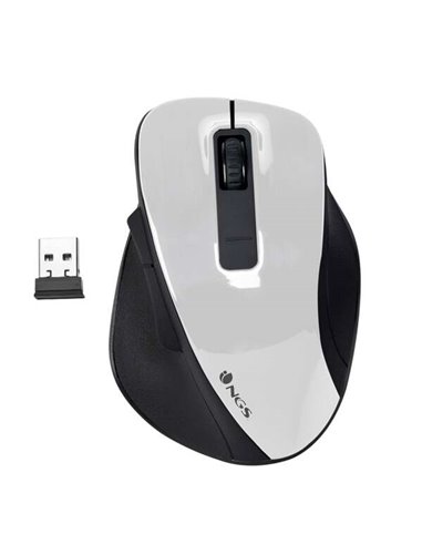 NGS - Souris USB sans fil Bow 1600dpi - 4 boutons - Utilisation droitier - Couleur Blanc/Noir