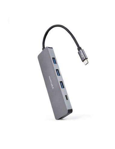 Nanocable - Hub USB-C/M A 3xUSB3.0/H + 1xUSB-C/H - 10cm - Couleur Aluminium