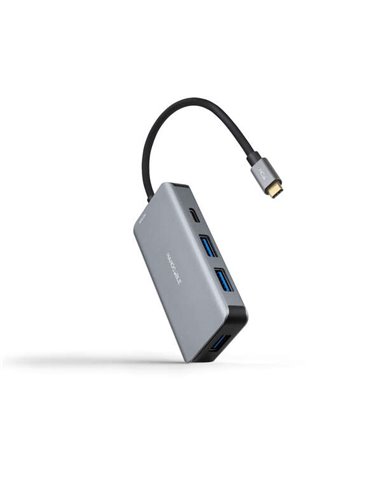 Nanocable - HUB USB-C 5 en 1 - Convertisseur 3.2 GEN1 5G vers 3 x USB-A 3.0 + USB-C + USB-C PD 100W - Aluminium - 15 cm - Couleu