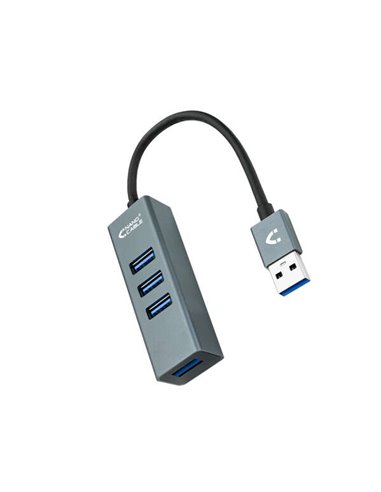 Nanocâble - Hub USB 3.0 4xUSB3.0. USB-A/M-USB 3.0/H - Aluminium - 10 cm - Couleur Gris