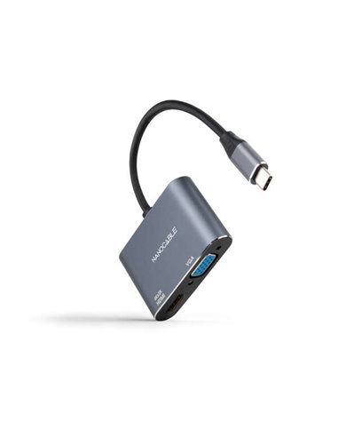 Nanocable - Convertisseur USB-C vers HDMI 4K et VGA - Couleur Gris