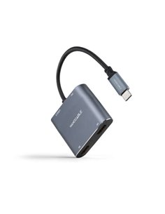 Nanocable - Convertisseur USB-C vers 2x HDMI, 1x USB 2.0 et 1x USB-C PD - Longueur du câble 15 cm - Couleur Gris