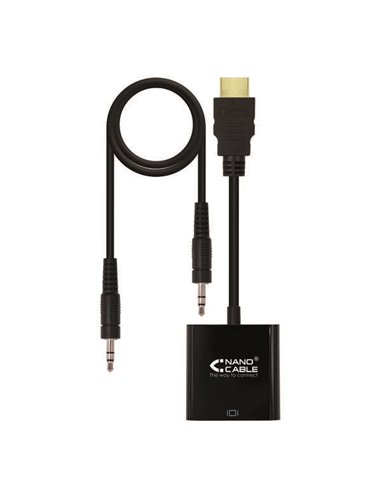 Nanocable - Convertisseur HDMI vers SVGA+audio - HDMI A/M-SVGA/H+Jack 3.5/H - 10cm+1.0m - Couleur Noir