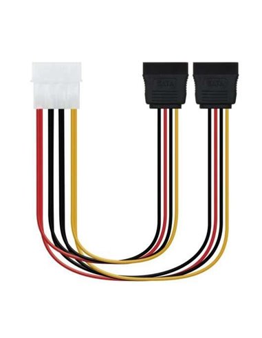 Nanocable - Câble d'alimentation SATA 5,25" Molex 4 broches mâle vers 2x SATA femelle 0,30 m