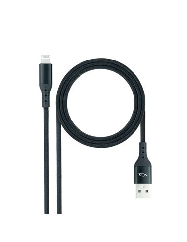 Nanocable - Câble Lightning vers USB A/M - Maillé - 1m - Couleur Noir