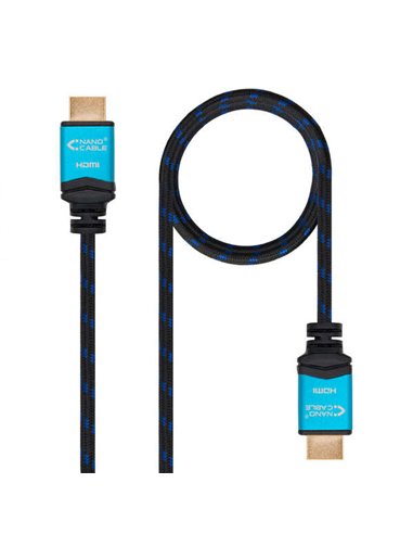 Nanocable - Câble HDMI v2.0 Mâle vers HDMI v2.0 Mâle 7m - 4K@60Hz 18Gbps - Haute Vitesse - Revêtement Nylon Tressé - Couleur Noi