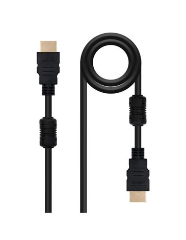 Nanocable - HDMI v1.4 avec Ferrite Mâle vers HDMI v1.4 avec Câble Ferrite Mâle 5m - Haute Vitesse - Couleur Noir