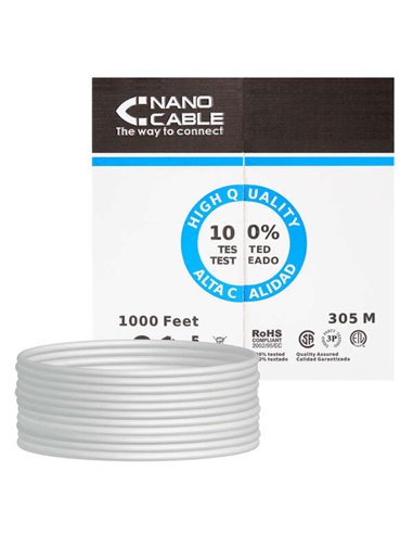 Nanocable - Câble réseau rigide RJ45 Cat.6 UTP AWG24 - Longueur 305m - Couleur Gris