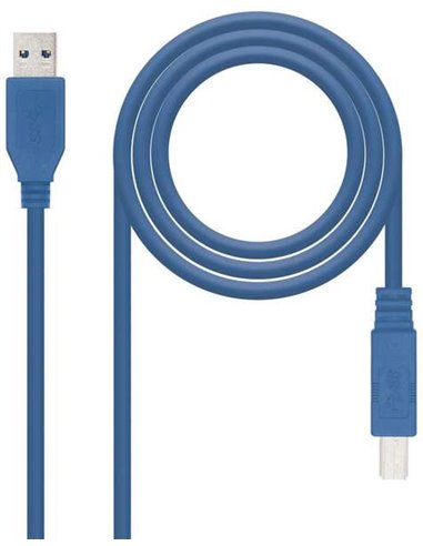 Nanocable - Câble d'imprimante USB-A 3.0 Mâle vers USB-B Mâle 2m - Couleur Bleu