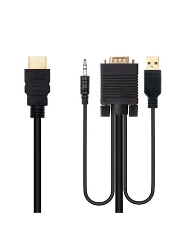 Nanocable - Câble Convertisseur HDMI vers VGA+Jack3.5+USB-A 1.8m - Noir