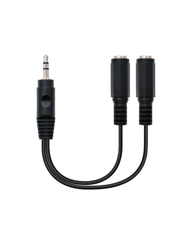 Nanocable - Câble Audio Stéréo 2x Jack 3,5mm Femelle vers Jack 3,5mm Mâle 0,15m - Couleur Noir