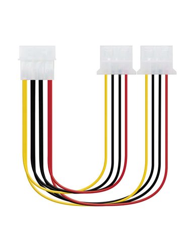 Nanocable - Câble d'alimentation Molex 4 broches mâle vers 2x Molex 4 broches femelle 0,20 m