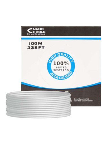 Nanocable - Bobine de câble réseau rigide RJ45 Cat.6 UTP AWG24 100 m - Couleur grise