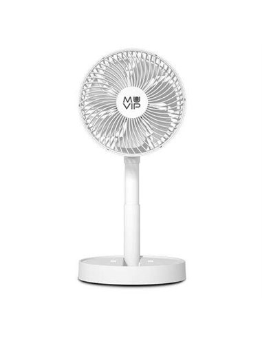 Muvip - Ventilateur de Bureau Pliable Portable 6,5W Diamètre 19cm - 4 Vitesses - Angle réglable jusqu'à 90º - Autonomie jusqu'à 