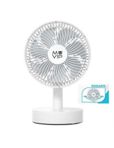 Muvip - Ventilateur de Bureau Oscillant Portable 12W Diamètre 19cm - 4 Vitesses - Oscillation jusqu'à 70º - Angle réglable jusqu