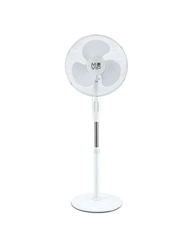 Muvip - Ventilateur Sur Pied 45W 3 Pales - 3 Vitesses - Hauteur et Inclinaison Réglables - Base Renforcée - Coloris Blanc