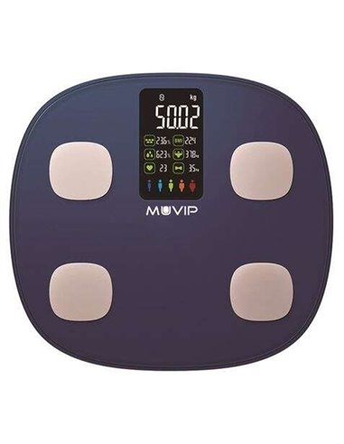 Muvip - Pèse-personne numérique Bluetooth Smart Body - Écran LCD couleur - Plateforme en verre trempé - Capteurs de haute précis