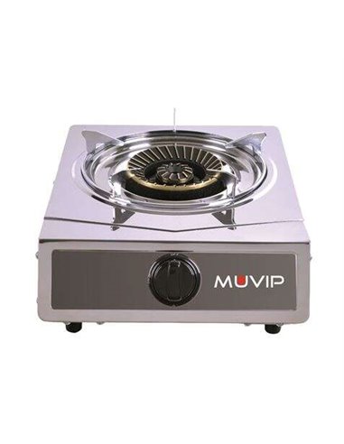 Muvip - Cuisinière à Gaz Inox Série 1 Brûleur Strong - Allumage Piézoélectrique - Brûleur en Fonte Amovible