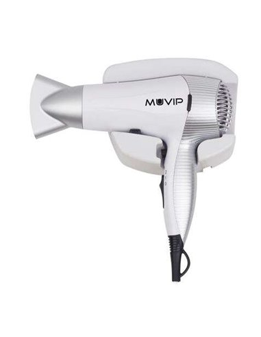 Muvip - Sèche-Cheveux 2200W - Moteur DC - Base pour CoLG-ar au Mur - 2 Vitesses et 3 Températures - Bouton Air Froid - Câble 1,8