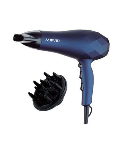 Muvip - Sèche-Cheveux 2200W - 2 Vitesses - 3 Températures de Séchage - Grand Diffuseur d'Air - Coloris Bleu