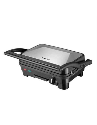 Muvip - Machine à Sandwich Inox 1800W - Plaques de Grill Antiadhésives Réversibles Lisse - Sélecteur de Température - Plaque Sup