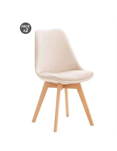 Muvip - Pack 2 Chaises Design D400 - Tissu Beige