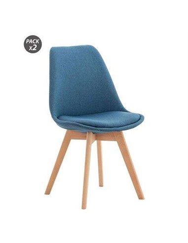 Muvip - Pack 2 Chaises Design D400 - Tissu Bleu Foncé