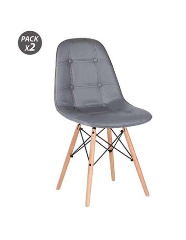 Muvip - Pack 2 Chaises Design D300 - Couleur Gris