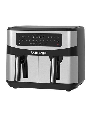 Muvip - Friteuse Double Air Chaud 9 Litres 2600W Écran Tactile - 12 Programmes de Cuisson - Couleur Gris