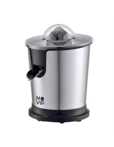 Muvip - Presse-agrumes électrique Inox 300W - Corps et Filtre Inox - Système Anti-Goutte - 2 Tailles de Cônes