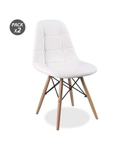 Muvip - Design D300 Pack de 2 Chaises Multifonctions - Pieds en Bois - Usage Intérieur - Idéale pour Salle d'Attente, Salle à Ma