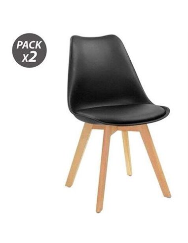 Muvip - Design D200 Pack de 2 Chaises Multifonctions - Assise Rembourrée - Pieds en Bois - Usage Intérieur - Idéale pour Salle d