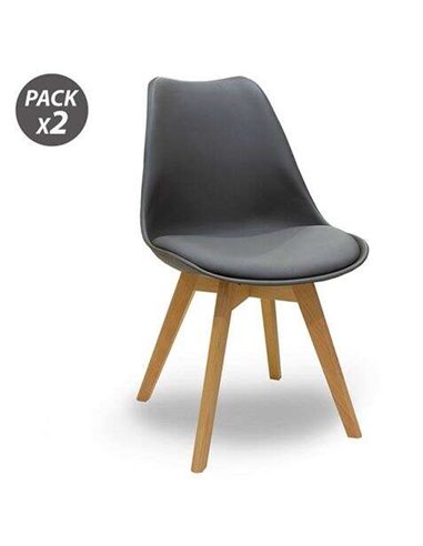 Muvip - Design D200 Pack de 2 Chaises Multifonctions - Assise Rembourrée - Pieds en Bois - Usage Intérieur - Idéale pour Salle d