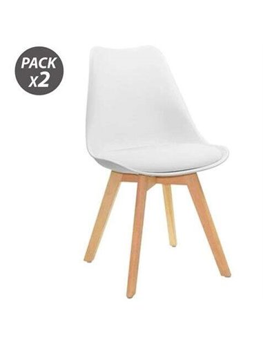 Muvip - Design D200 Pack de 2 Chaises Multifonctions - Assise Rembourrée - Pieds en Bois - Usage Intérieur - Idéale pour Salle d