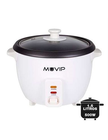 Muvip - Cuiseur à Riz - Capacité 1,5 Litres - Puissance 500W - Système de Cuisson et de Chauffage - Récipient Intérieur en Alumi