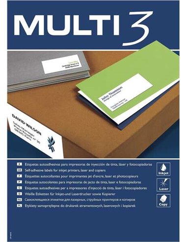 Multi3 - Paquet de 2700 étiquettes blanches format 70x30 mm - 100 feuilles x 27 étiquettes - Convient pour l'impression