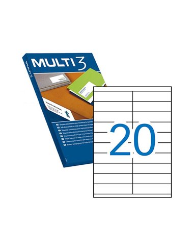 Multi3 - Paquet de 2 000 étiquettes blanches bords droits taille 105,0 x 29,0 mm avec adhésif permanent pour usages multiples