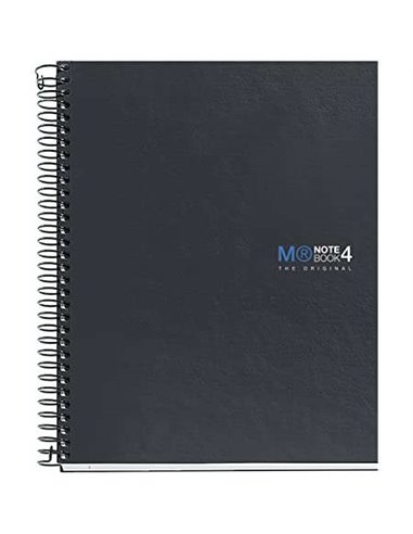 Miquel Rius - Notebook4 Carnet à Spirales Format A5 - 160 Feuilles Lisse Micro-Perforées avec 2 Trous - Couvertures Cartonnées E