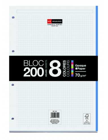 Miquel Rius - Pad8 Bloc Collé Format A4 - 200 Feuilles de 70gr avec 4 Trous - Base Carton - Grille 5x5