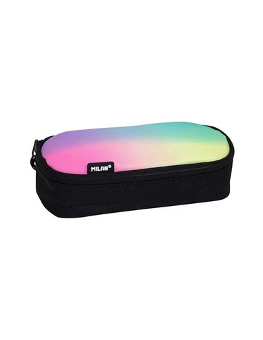 Milan - Trousse Ovale Sunset - Compartiment Intérieur en Filet - Tissu Indéchirable - Dimensions 20,5x9x5,5cm - Couleur Noir