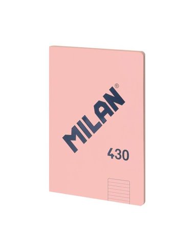 Milan - Cahier Collé Série 1918 Format A4 Ligné 7mm - 48 Feuilles de 95 gr/m2 - Micro-perforé - Couverture Souple - Coloris Rose