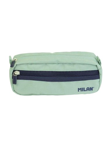 Milan - Trousse rectangulaire série 1918 avec 2 compartiments - Tissu indéchirable - Dimensions 21x8,5x6,1 cm - Couleur Vert