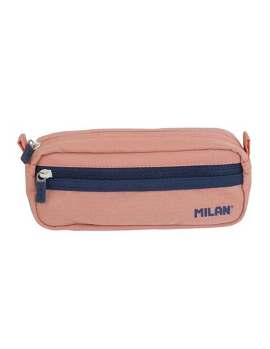 Milan - Trousse rectangulaire série 1918 avec 2 compartiments - Tissu indéchirable - Dimensions 21x8,5x6,1 cm - Couleur rose