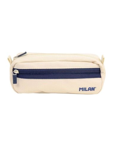 Milan - Trousse rectangulaire série 1918 avec 2 compartiments - Tissu indéchirable - Dimensions 21x8,5x6,1 cm - Couleur Beige